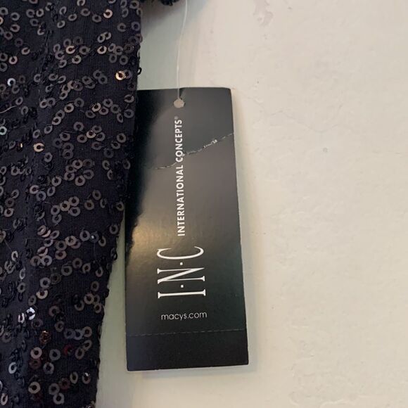 International Concepts black sequined cap sleeve blouse Size S NWT - Picture 6 of 8